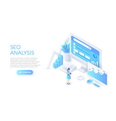Web analytics flat isometric concept Royalty Free Vector