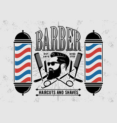 Barber Shop Vintage Label Badge Or Emblem Vector Image