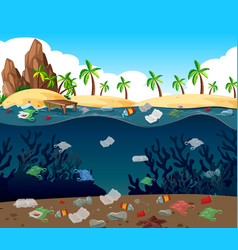 Water pollution with plastic bags in ocean Vector Image