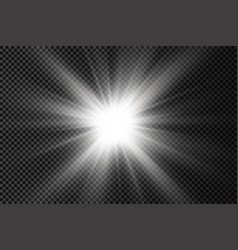 White glowing light burst sun rays star Royalty Free Vector