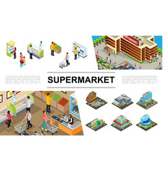 Isometric of a supermarket Royalty Free Vector Image