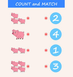 Count and match donkey cartoon Royalty Free Vector Image