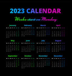 Simple 2023 year calendar Royalty Free Vector Image