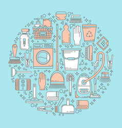 Cleaning service banner template - flat cartoon Vector Image