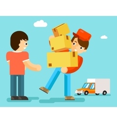 Man carrying boxes delivery service people Vector Image