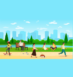 Walking flat people character person standing Vector Image