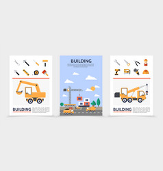 Flat construction tools template Royalty Free Vector Image