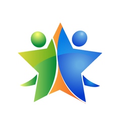 Teamwork books colorful logo Royalty Free Vector Image