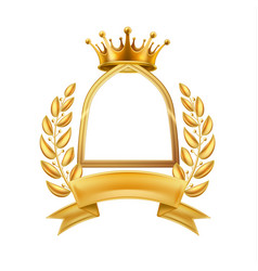 Gold crown laurel wreath winner frame isolated Vector Image