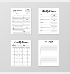 Daily weekly and monthly planner templates blank vector image