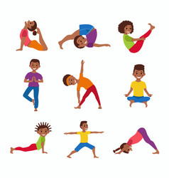 Kids Exercise Poses And Yoga Asana Set Royalty Free Vector