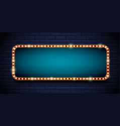 Neon lamp casino rectangel frame on brick wall Vector Image
