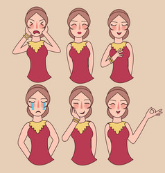 Facial expressions set woman girl Royalty Free Vector Image