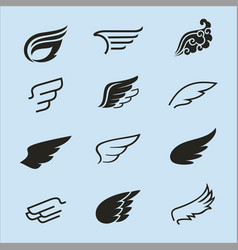 Wings icons set black simple style Royalty Free Vector Image