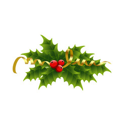 Christmas holly berries and tinsel Royalty Free Vector Image