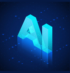 Artificial intelligence flat isometric Royalty Free Vector