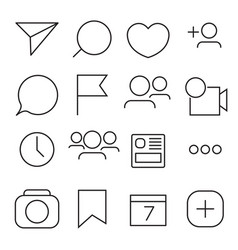 Set of internet icons line outline style Vector Image