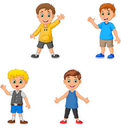 Cartoon boys collection set Royalty Free Vector Image