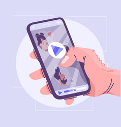 Watching video on smartphone human hands Vector Image