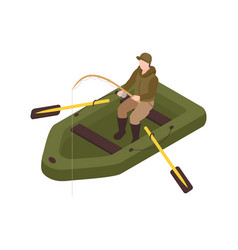 Fisherman isometric icon set Royalty Free Vector Image