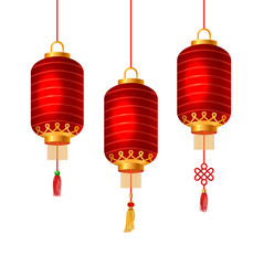 Set of red chinese lanterns circular for happy new