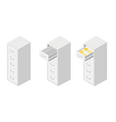 Isometric businessman manage document folders in Vector Image