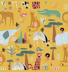 Jungle animals seamless pattern Royalty Free Vector Image