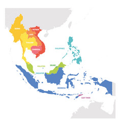 Southeast asia region map countries Royalty Free Vector