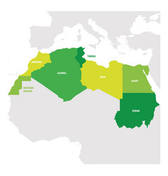 North africa region map countries in northern Vector Image