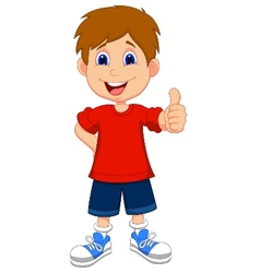 Cartoon boy and girl giving thumb up Royalty Free Vector