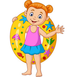 Cartoon little boy with inflatable ring Royalty Free Vector