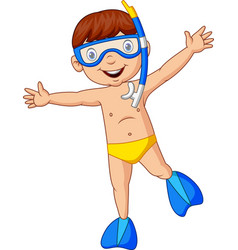 Snorkeling girl cartoon Royalty Free Vector Image