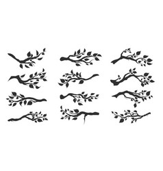 Tree branch with green leaves Royalty Free Vector Image