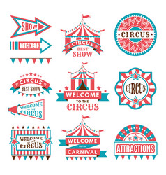 Old badges and labels for carnival and circus show