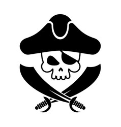 Pirate skull logo head of skeleton and sabers Vector Image