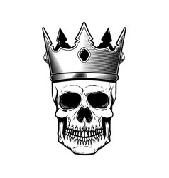 Skull wearing a king crown Royalty Free Vector Image