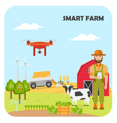 Agricultural smart farm flowchart with images of Vector Image