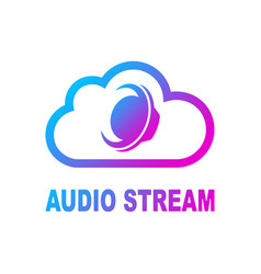 Audio streaming logo music cloud logo Royalty Free Vector