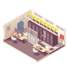Interior server room isometric view Royalty Free Vector