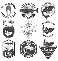 Set of made with fish stamps labels and badges Vector Image