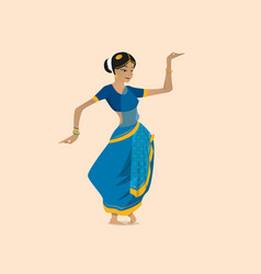 Pretty indian woman dancing wearing sari Vector Image