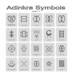 Set monochrome icons with adinkra symbols Vector Image