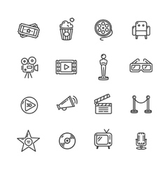 Line and silhouette cinema movie icons set Vector Image
