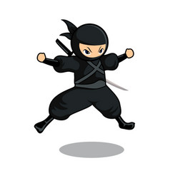 Black cartoon ninja running fast Royalty Free Vector Image