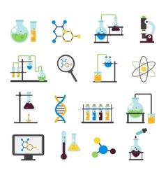 Chemistry lab flat icon set Royalty Free Vector Image