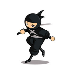 Cartoon black ninja ready to use sword as weapon Vector Image