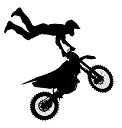 Black silhouettes Motocross rider on a motorcycle Vector Image