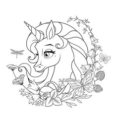 Beautiful unicorn coloring page Royalty Free Vector Image