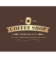 Gold Coffee Logo With A Ribbon For Cafe Or Vector Image Gold Coffee Logo With A Ribbon For Cafe Or Vector Image