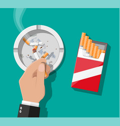 Ceramic ashtray full smokes cigarettes Royalty Free Vector